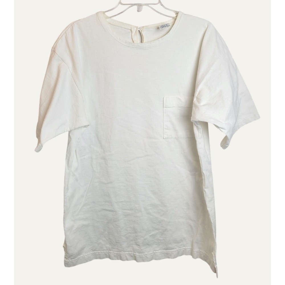 Gap T-Shirt Vintage 90s Made in USA Minimalist Cotton Pocket Tee White Medium